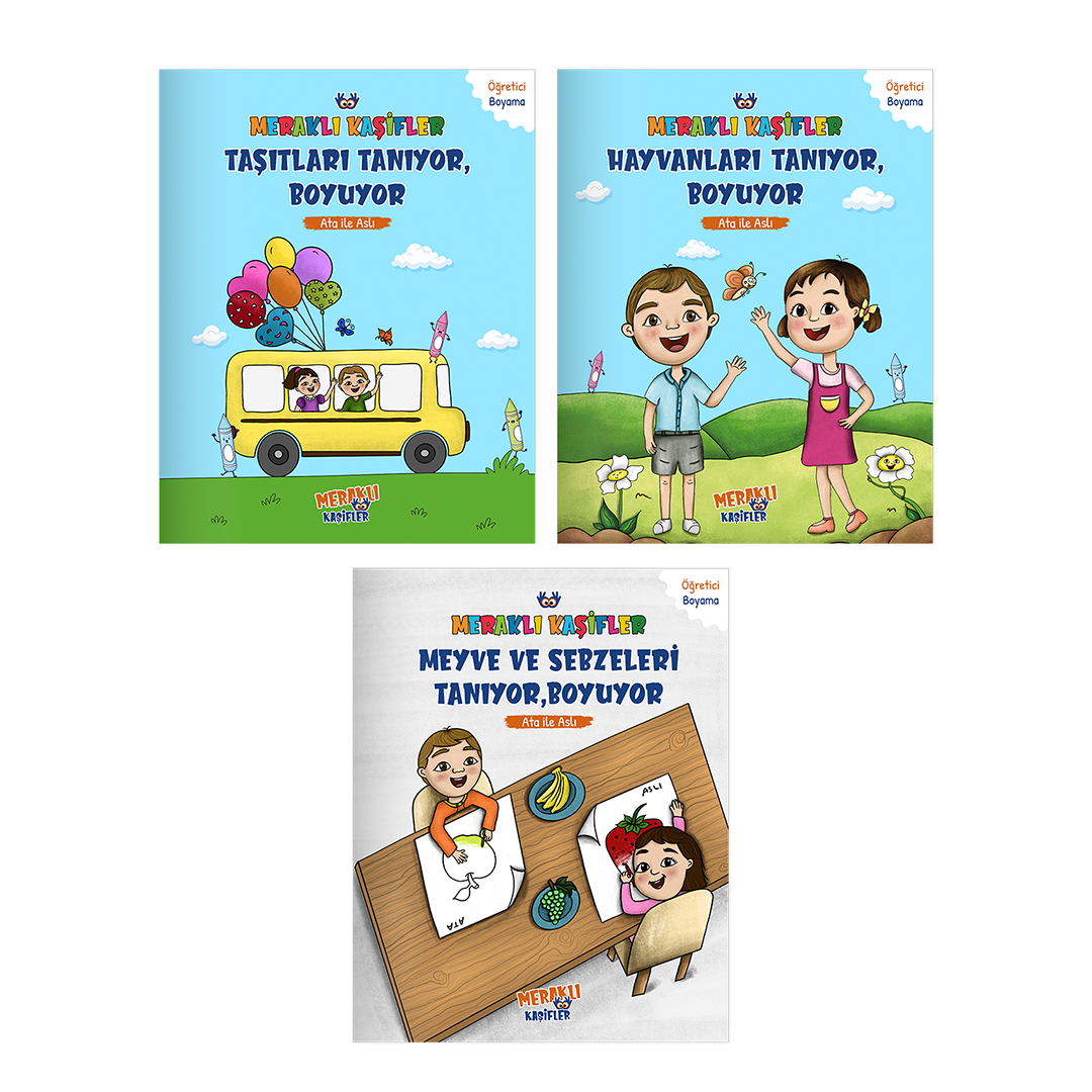 Meraklı Kaşifler Öğretici Boyama Seti (3 Kitap)